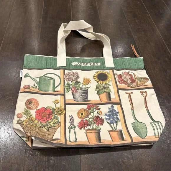 Cavallini & Co., "Gardening" Heavyweight Cotton Canvas Tote / Shopping Bag Large